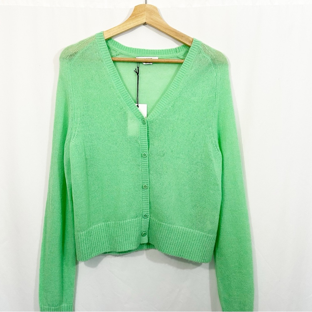 NWT RE/DONE 60S Wool Alpaca Knit Button Down Cardigan Sweater in Spearmint - Picture 4 of 13